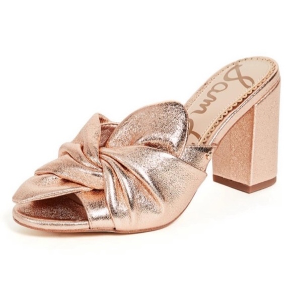 Sam Edelman Circus Rose Gold Bow Sandal Heels 10 - Picture 2 of 11